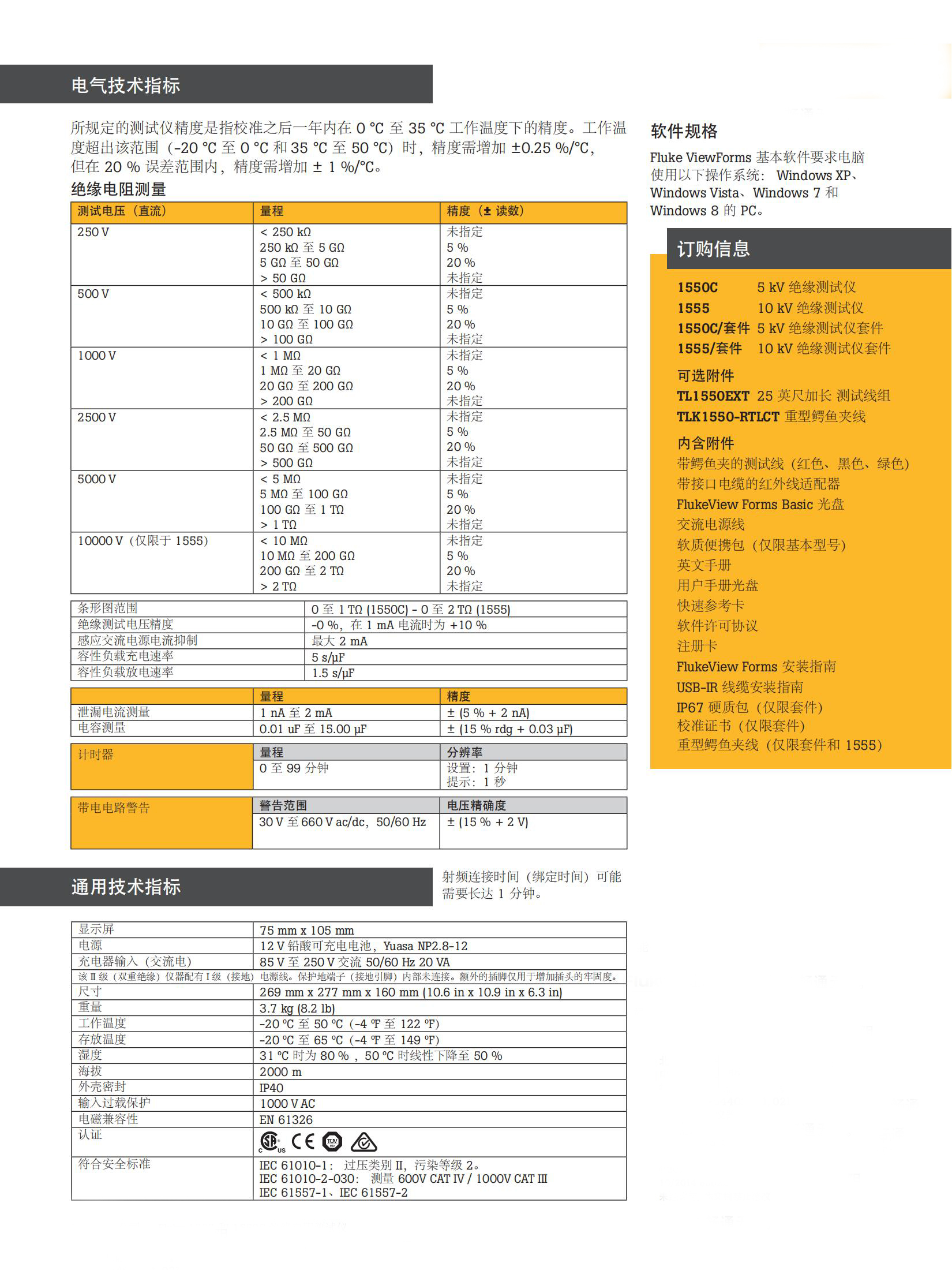 美国FLUKE 1550C绝缘电阻测试仪