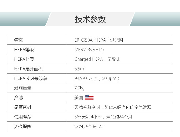 ERIK650A HEPA主过滤网13